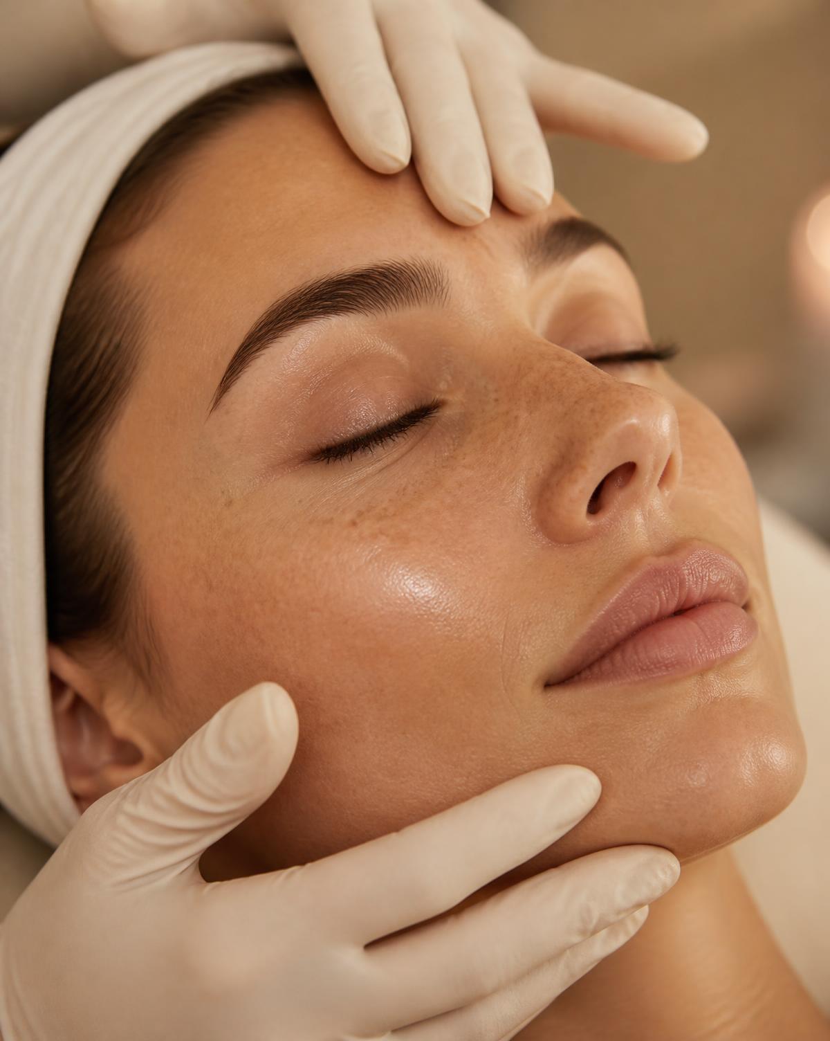 Procedimento facial em andamento